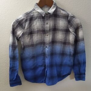 Plaid Boy's Shirt Flannel Snap Buttons Western 100% Cotton